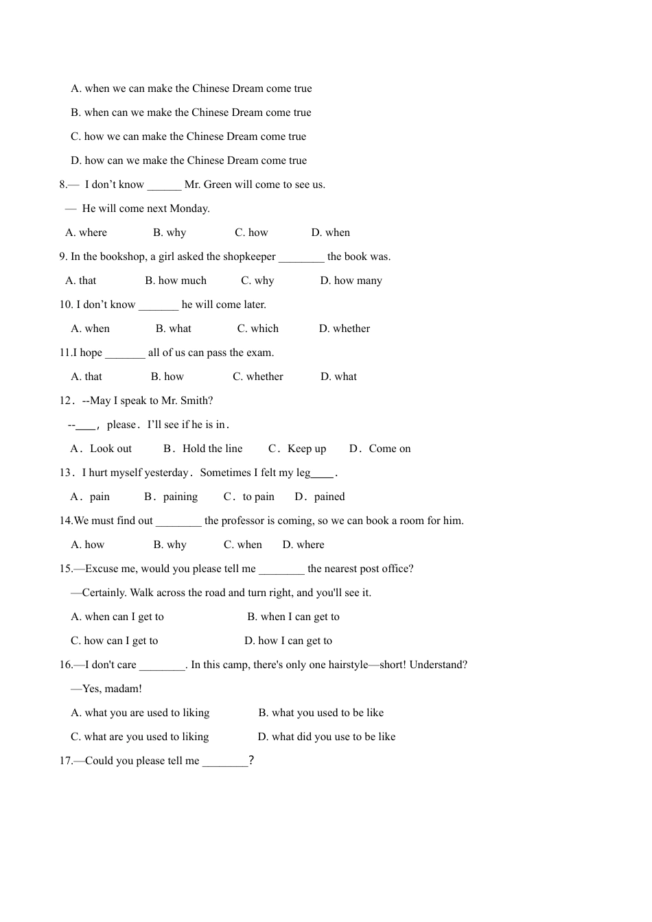 外研版八年级英语下册-试题-9.6 Unit 3 Language in use（练习）（原卷版）.doc_第2页