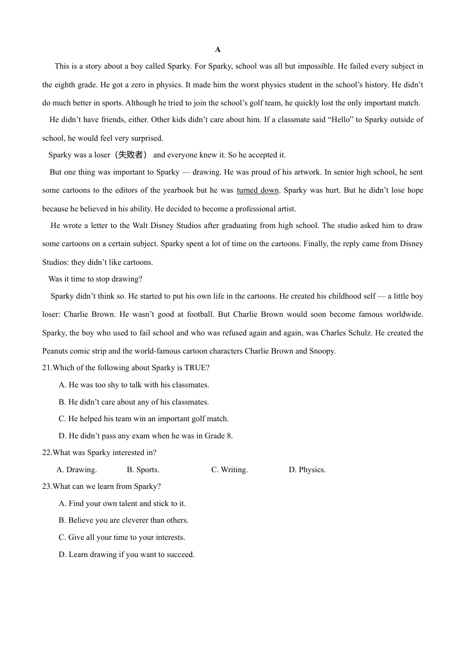 外研版八年级英语下册-试题-Module 6 Hobbies（A卷基础篇）（原卷版）.doc_第3页