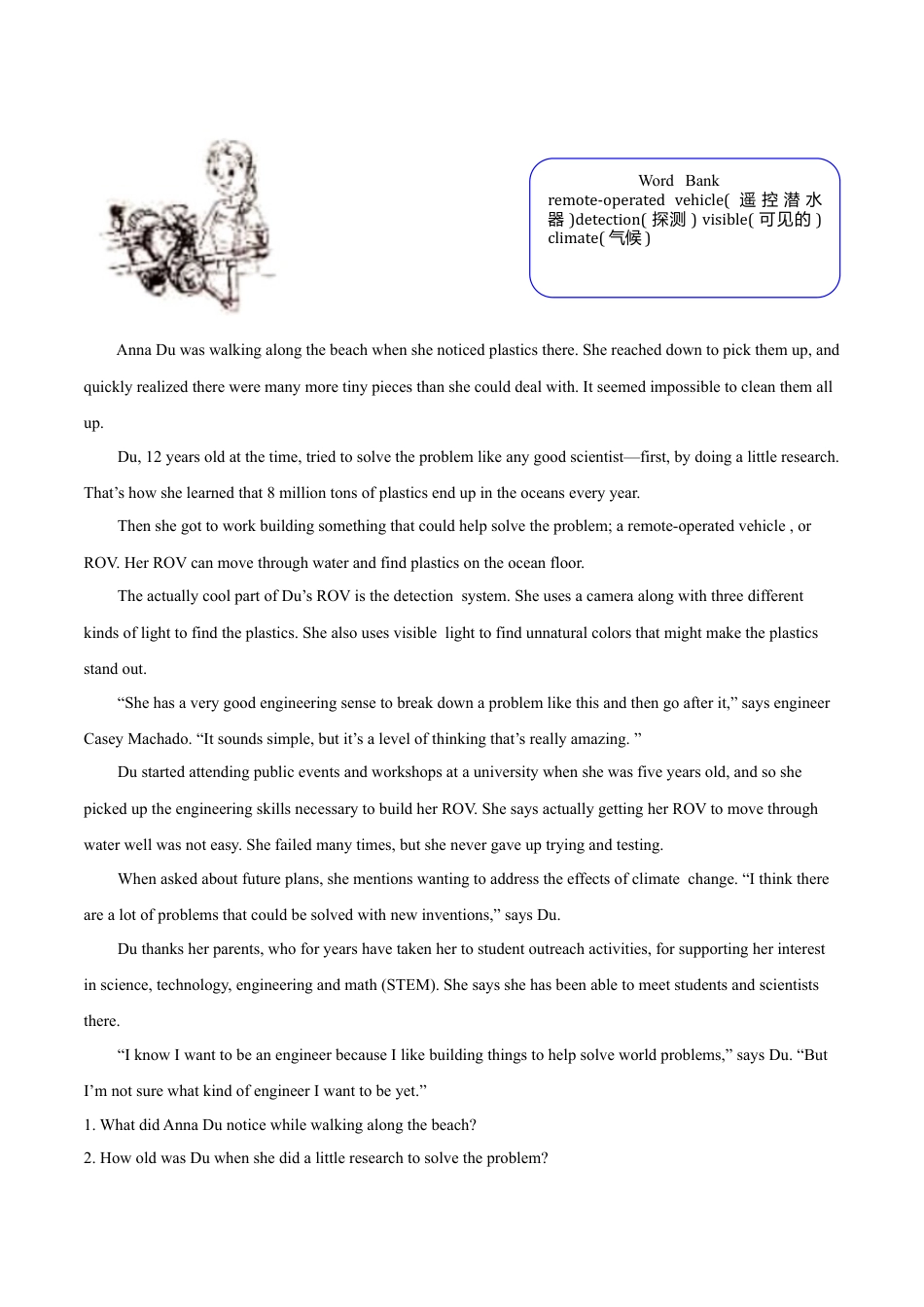 外研版八年级英语下册-试题-专题11 阅读回答问题（原卷版）.doc_第3页