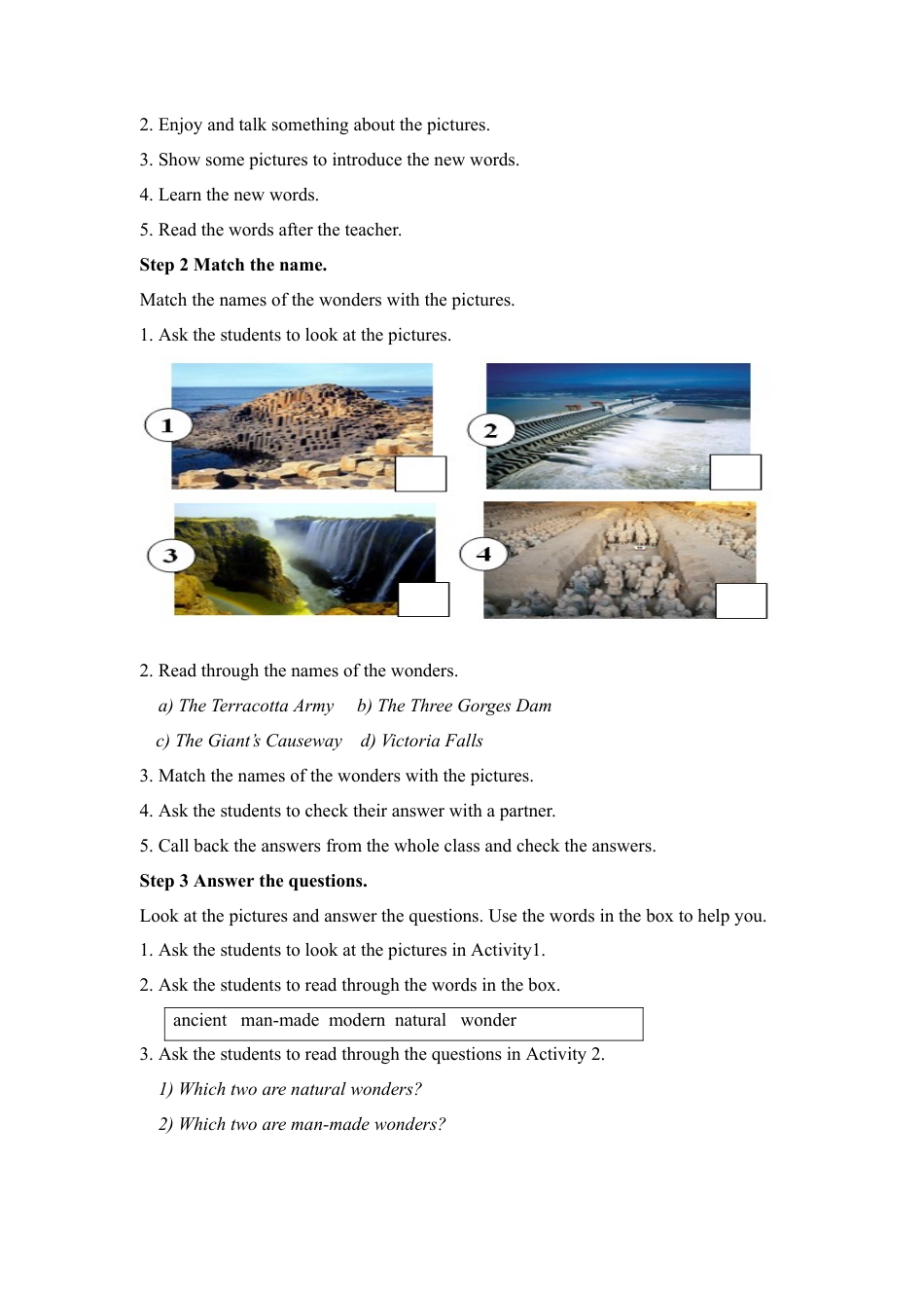 外研版九年级上册教案-Module 1 Wonders of the world 教案.doc_第3页