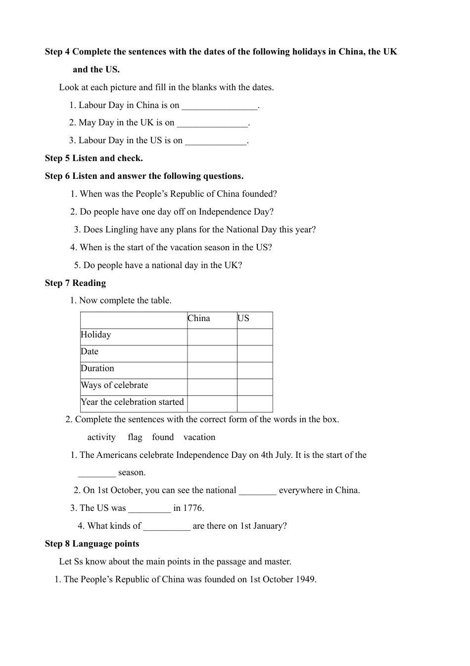 外研版九年级上册教案-Module 2 Public holidays 教案.doc_第2页