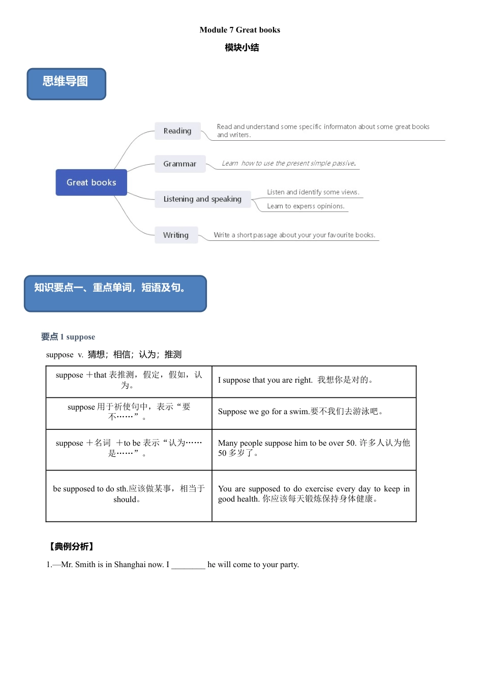 外研版九年级上册试题-7.7 Module 7 模块小结（练习）（原卷版）.doc_第1页