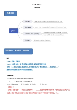 外研版九年级上册试题-11.7 Module 11 模块小结（练习）（解析版）.doc