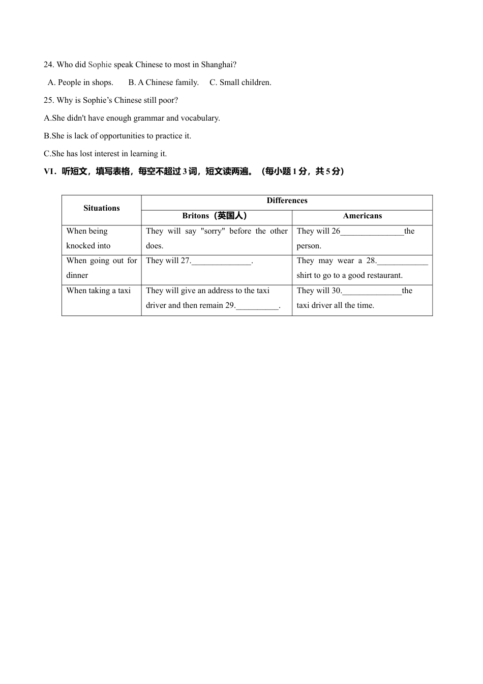 外研版九年级上册试题-Module 6 Problems 话题6 人际交往（提高版） 试题.doc_第3页