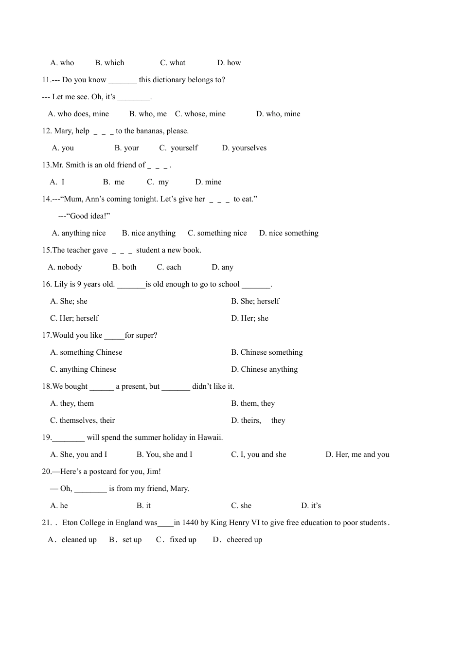 外研版九年级下册-2.3 Unit 3 Language in use（练习）（原卷版）.doc_第2页