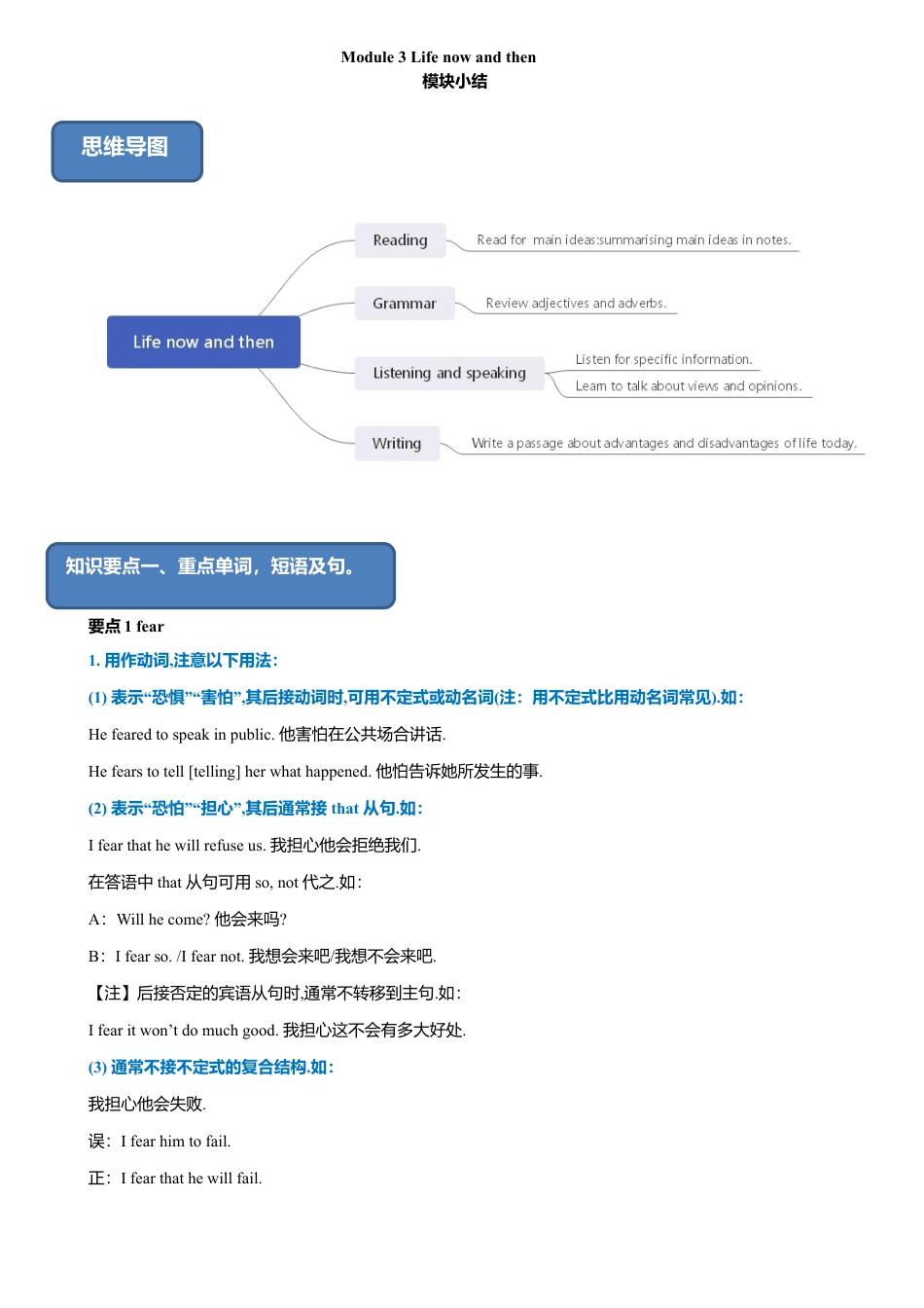 外研版九年级下册-3.4 Module 3 模块小结（练习）（原卷版）.doc_第1页