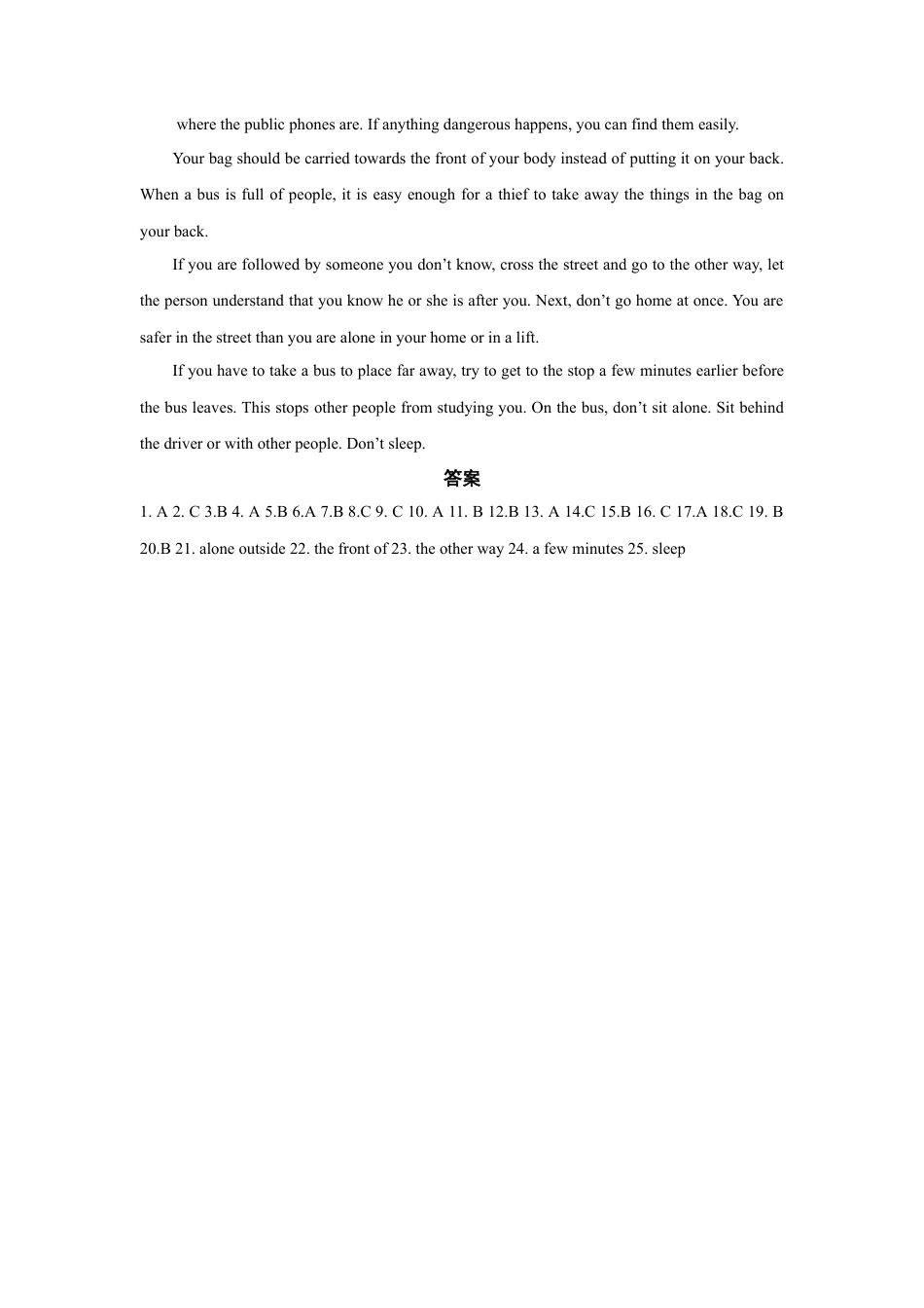 外研版九年级下册-Module 4 Rules and suggestions 话题4 安全与救护（提高版） 录音稿和答案.doc_第3页