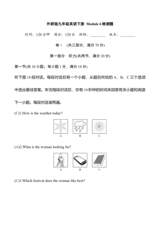 外研版九年级英语下册 Module 6检测题（教师版）.doc