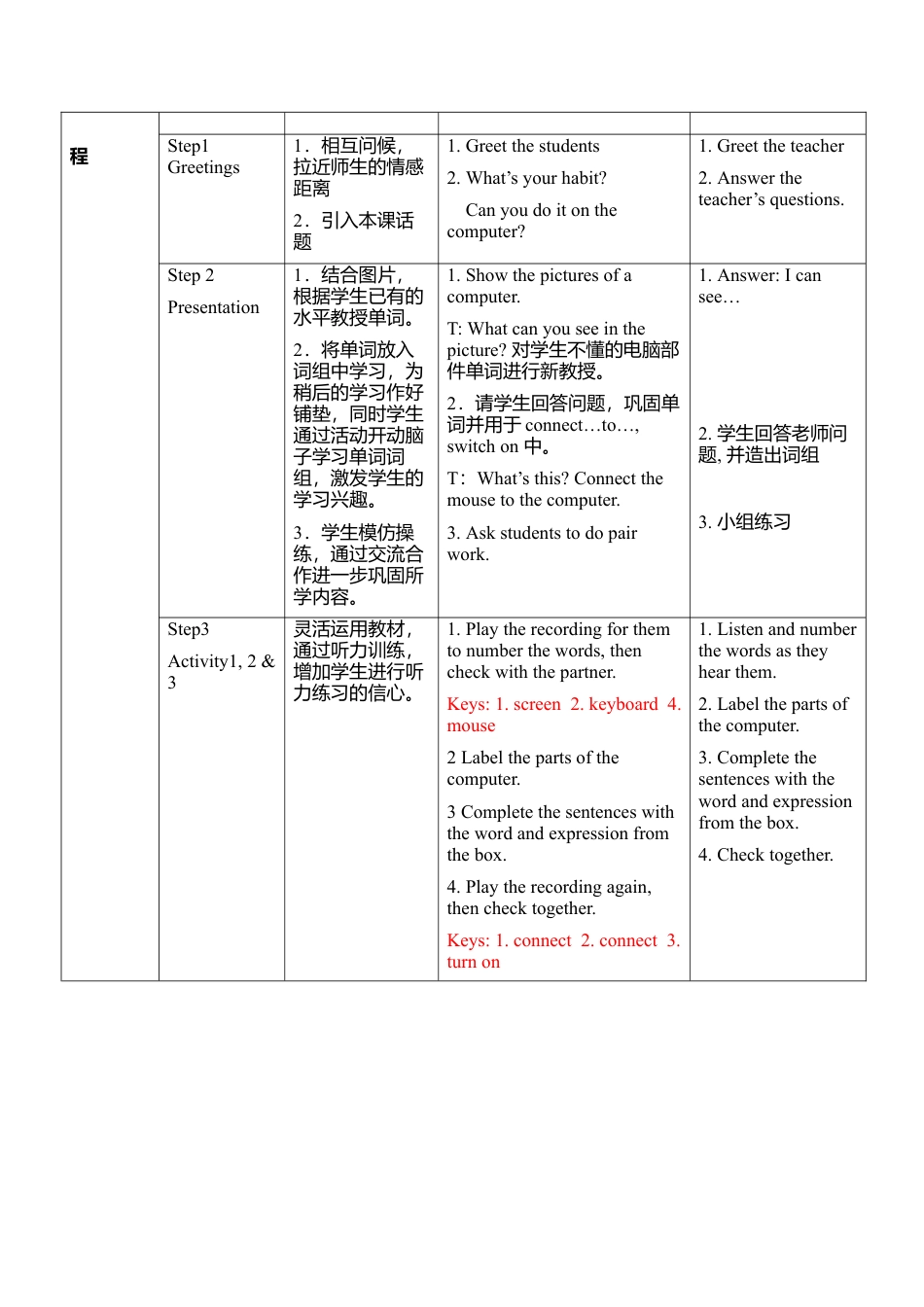 外研版七年级英语上册-教案Unit 1 .doc_第3页