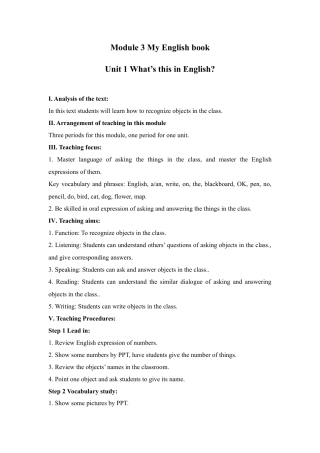 外研七年级上Starter Module 3教案.doc