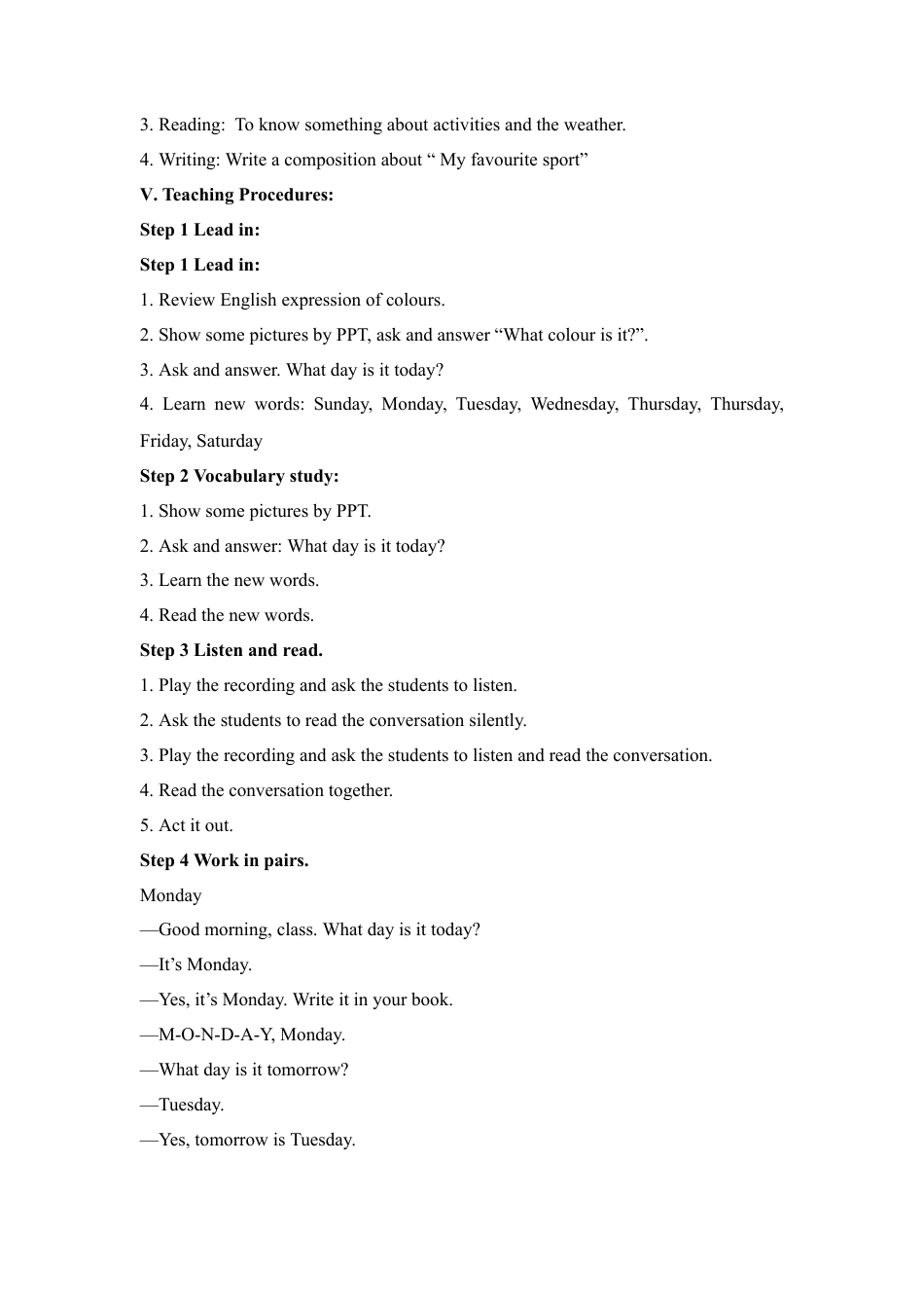外研七年级上Starter Module 4 教案.doc_第2页