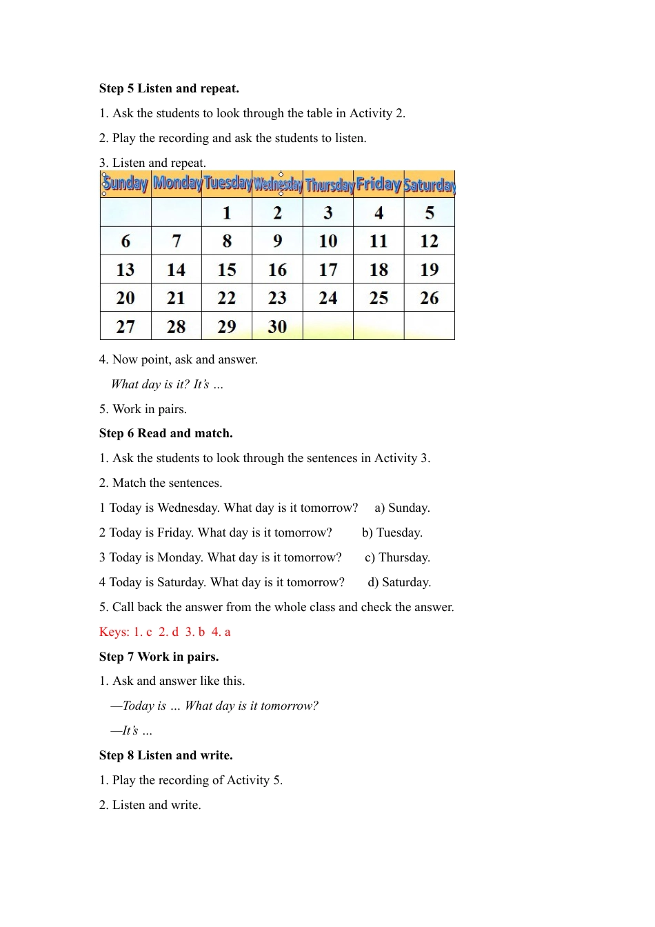 外研七年级上Starter Module 4 教案.doc_第3页