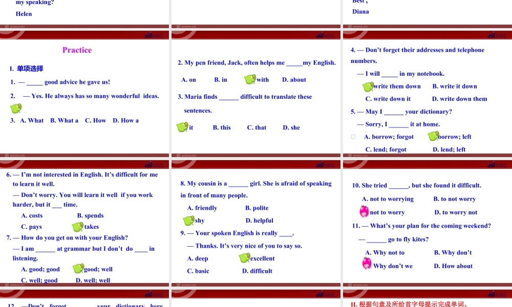 新外研版八年级英语上册配套课件：Module 1 How to learn English Unit 3.ppt
