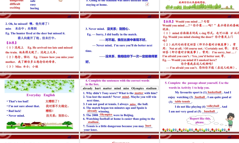 新外研版八年级英语上册配套课件：Module 3 Sports Unit 1.ppt