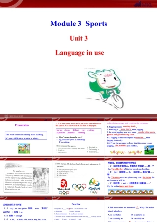 新外研版八年级英语上册配套课件：Module 3 Sports Unit 3.ppt