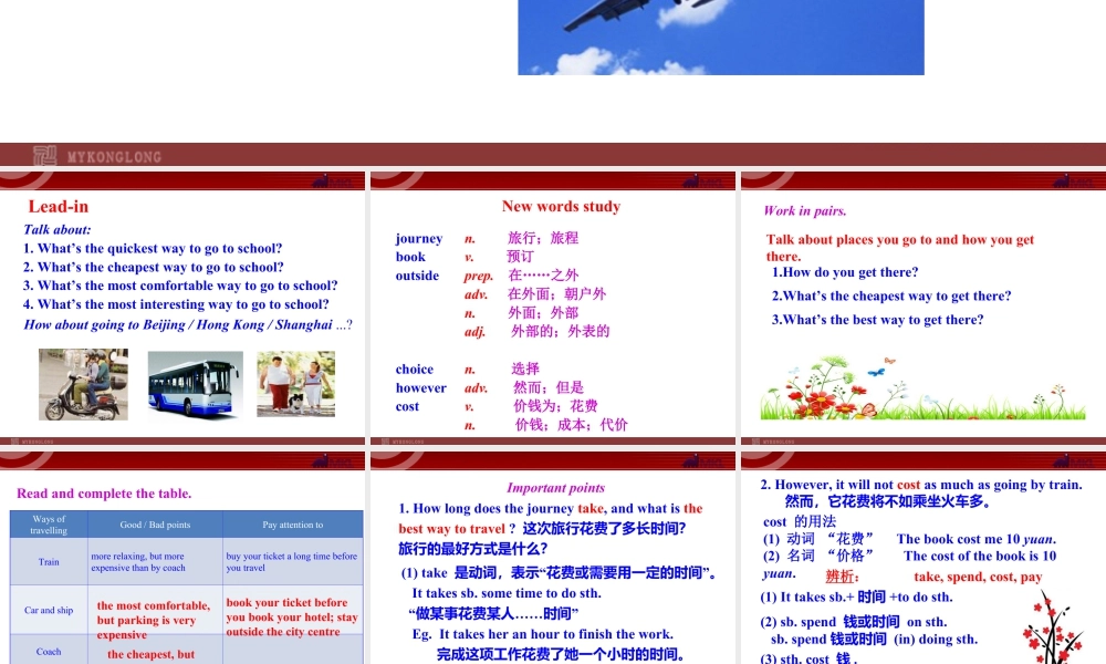 新外研版八年级英语上册配套课件：Module 4 Planes, ships and trains Unit 2.ppt