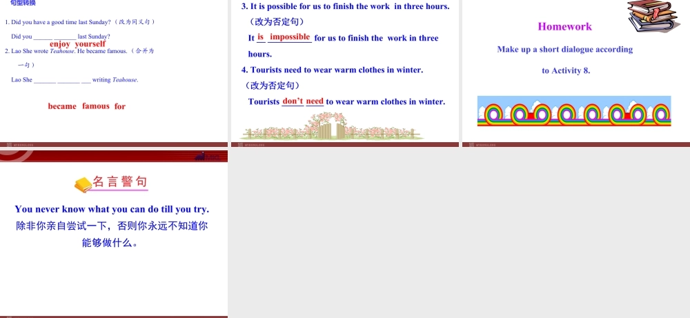 新外研版八年级英语上册配套课件：Module 5 Lao She Teahouse Unit 1.ppt