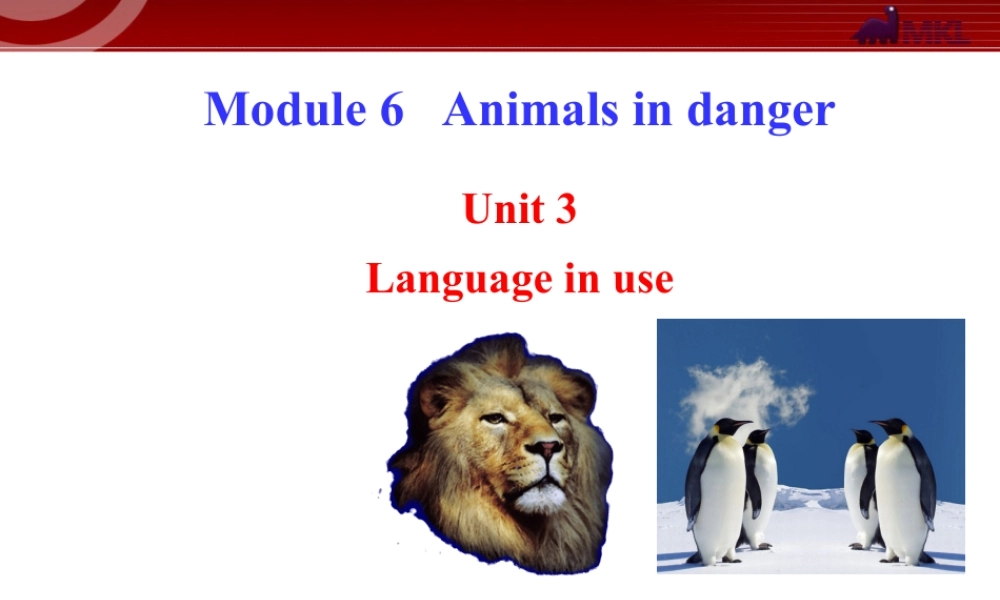 新外研版八年级英语上册配套课件：Module 6 Animals in danger Unit 3.ppt