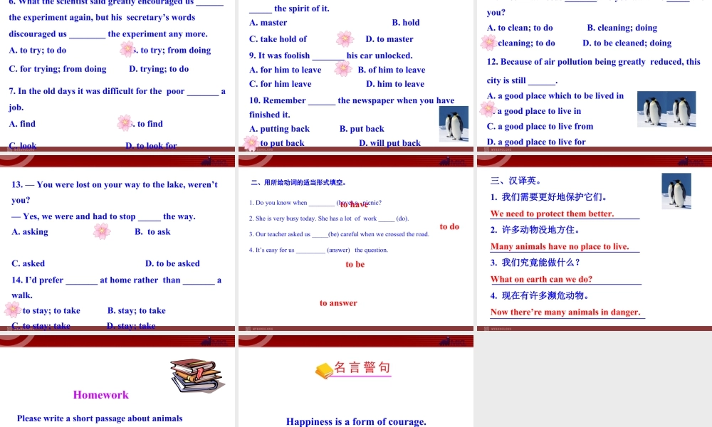 新外研版八年级英语上册配套课件：Module 6 Animals in danger Unit 3.ppt