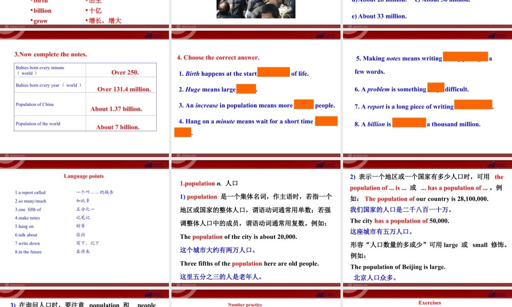 新外研版八年级英语上册配套课件：Module 9 Population Unit 1.ppt