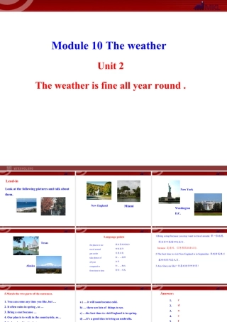 新外研版八年级英语上册配套课件：Module 10 The weather Unit 2.ppt