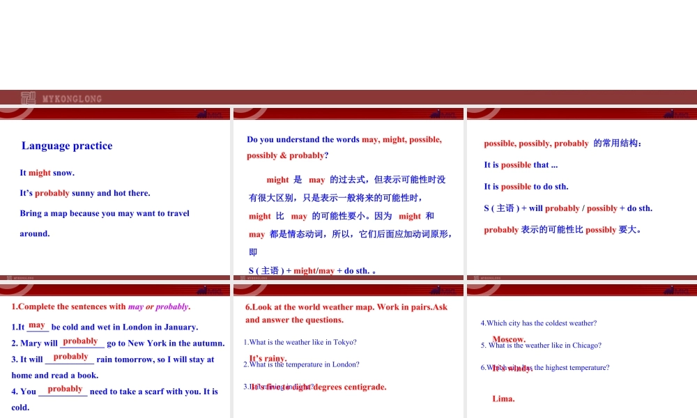 新外研版八年级英语上册配套课件：Module 10 The weather Unit 3.ppt