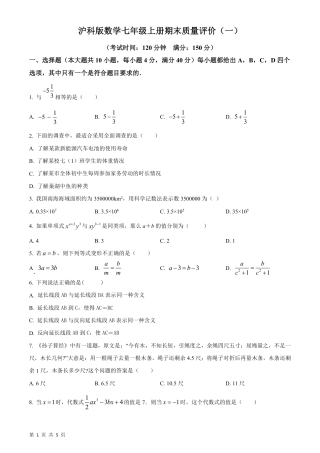 【沪科版】最新七年级（上）数学期末质量评价测试卷.pdf