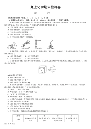 【沪教版】最新九年级（上）化学 期末检测（沪教版）.pdf