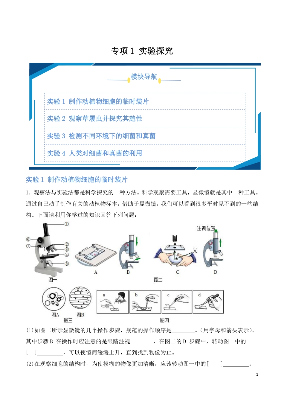 【苏教版】最新七年级（上）生物 实验探究.pdf_第1页