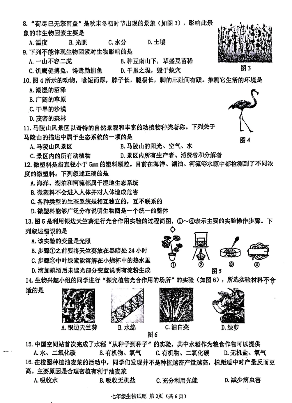 【苏科版】最新七年级（上）生物期末试卷.pdf_第2页