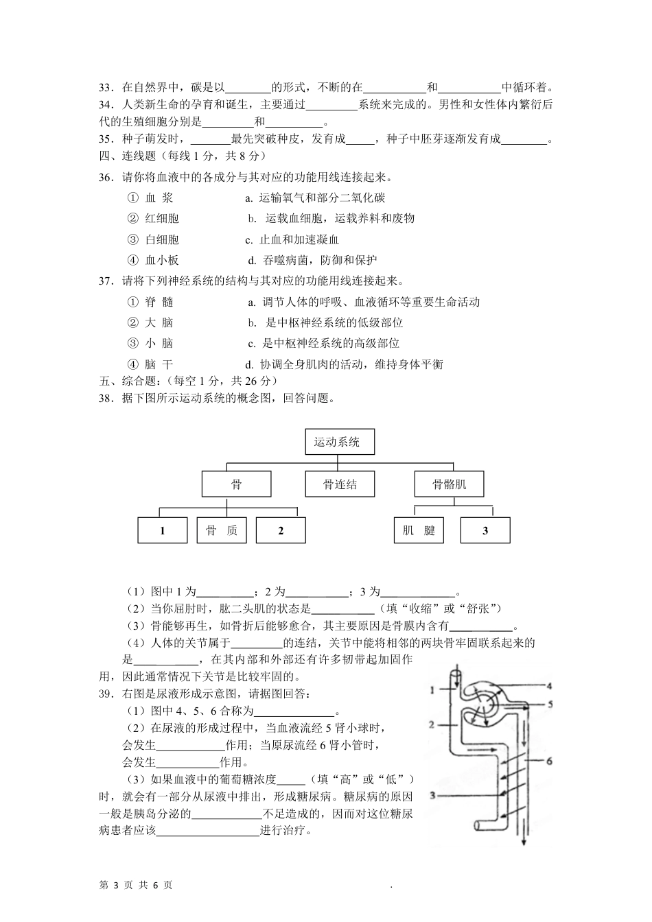 【苏科版】最新八年级（上）生物 期末自我检测卷（苏科版).pdf_第3页