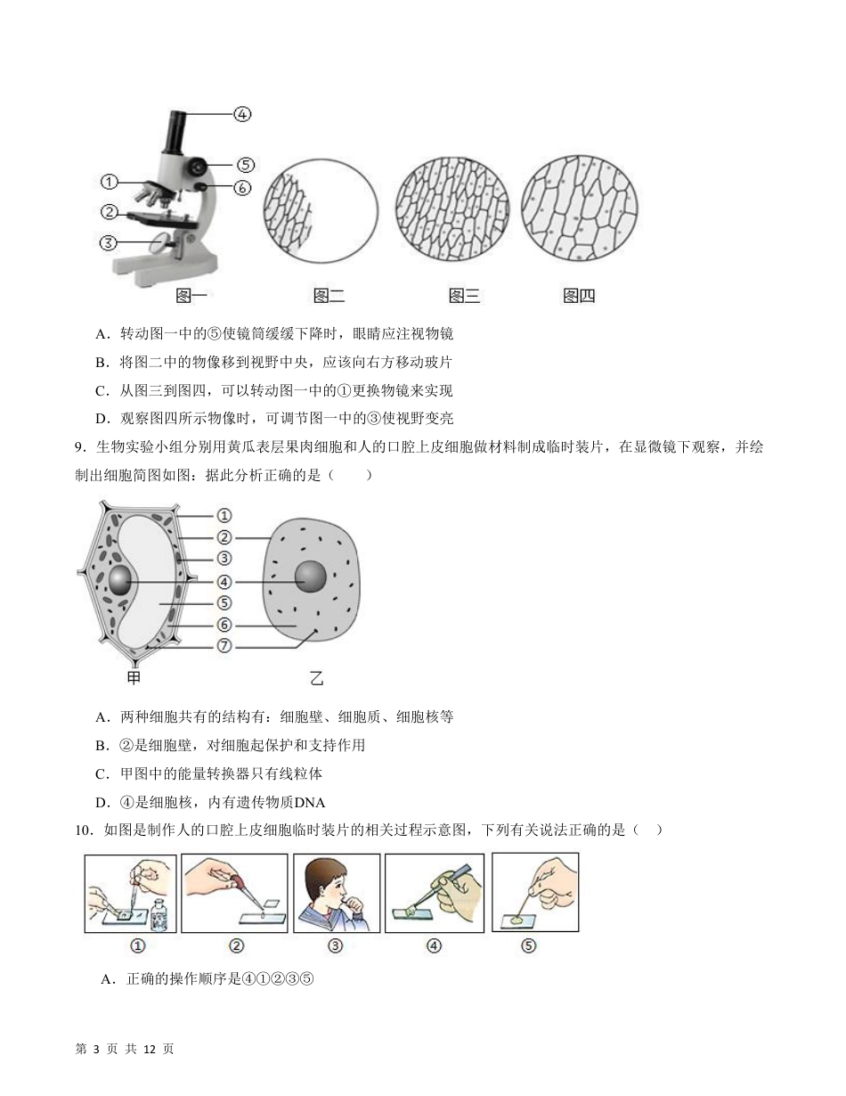 【北师版】最新七年级（上）生物期末模拟卷2.pdf_第3页