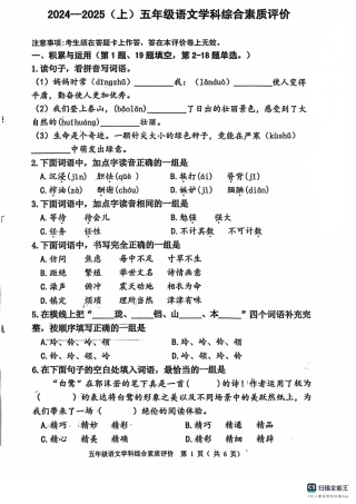 沈阳市浑南区大东区24-25学年五年级上学期期末（语文）.pdf