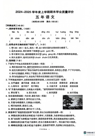 沈阳市浑南区和平区24-25学年五年级上学期期末（语文）.pdf