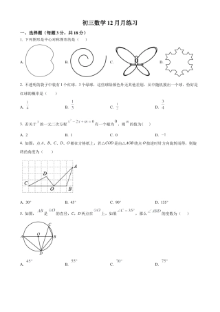北京市陈经纶中学嘉铭分校2024—2025学年上学期12月月考九年级数学试卷（原卷版）.docx