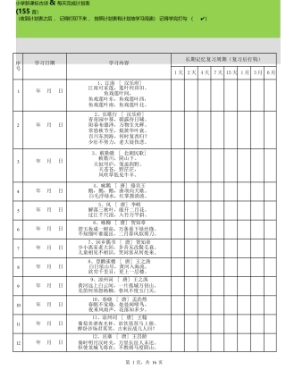 部编版小学古诗75+80首计划表(可编辑).docx