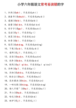 小学六年级常考易读错的字.pdf