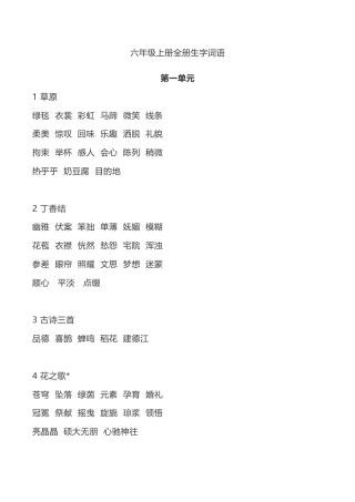 部编版六年级(上）语文全册生字组词.doc