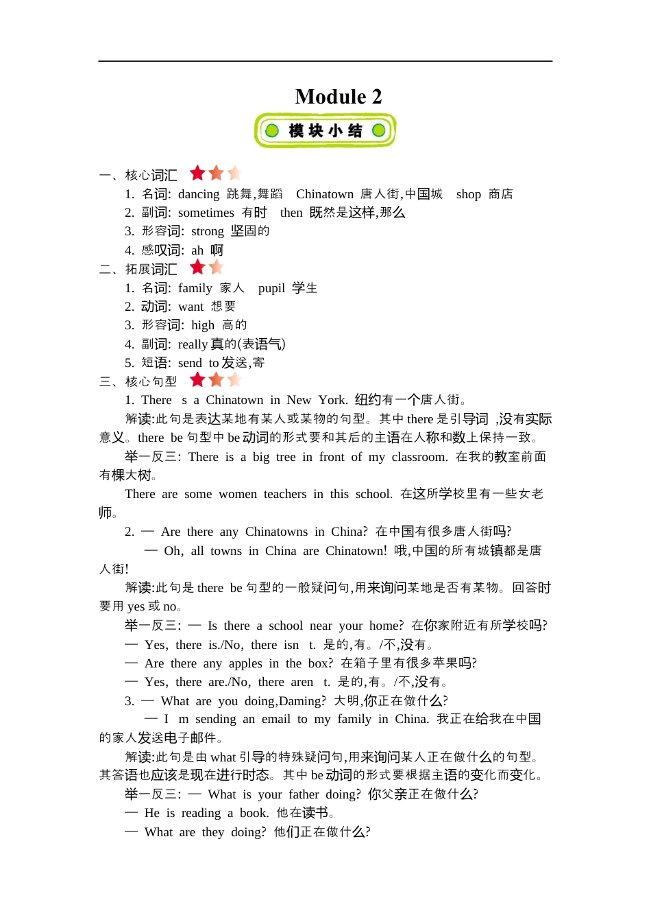 小学英语六年级(上)外研 Module 2 知识清单.docx_第1页