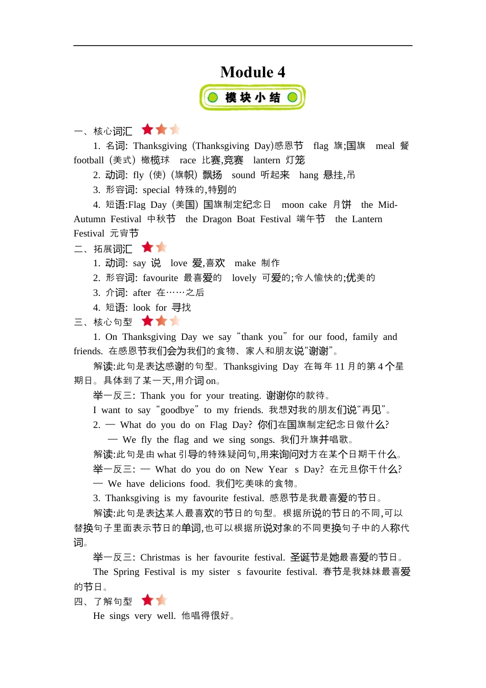 小学英语六年级(上)外研 Module 4 知识清单.docx_第1页