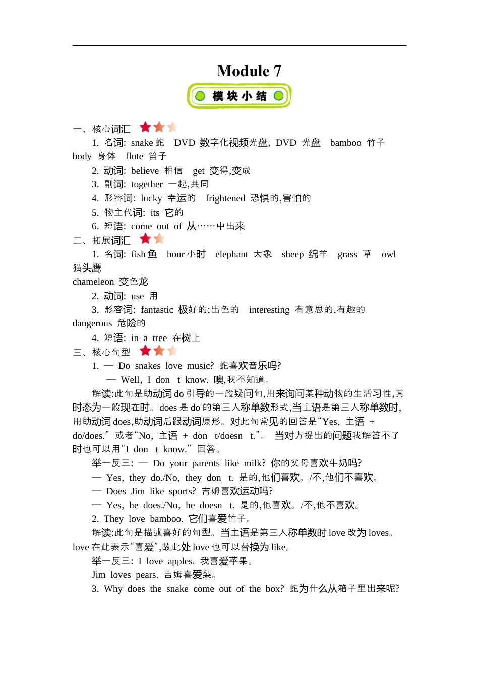 小学英语六年级(上)外研 Module7 知识清单.docx_第1页