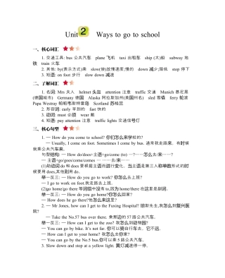 小学英语六年级（上）人教PEP：Unit 2 知识清单.docx