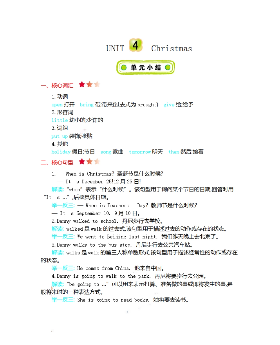 小学六年级（上）冀教版英语 Unit 4 知识清单.pdf_第1页