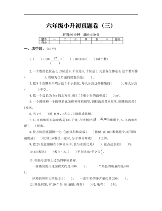 【人教版】六年级小升初真题卷（三）.docx