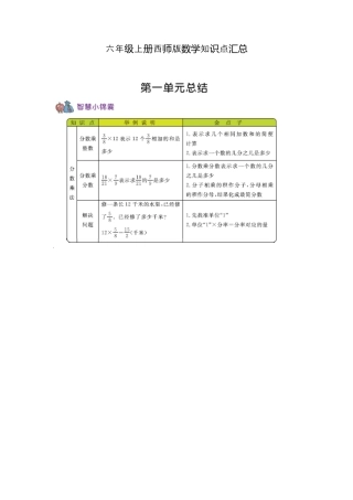 小学数学六年级（上）西师版数学知识点汇总.docx