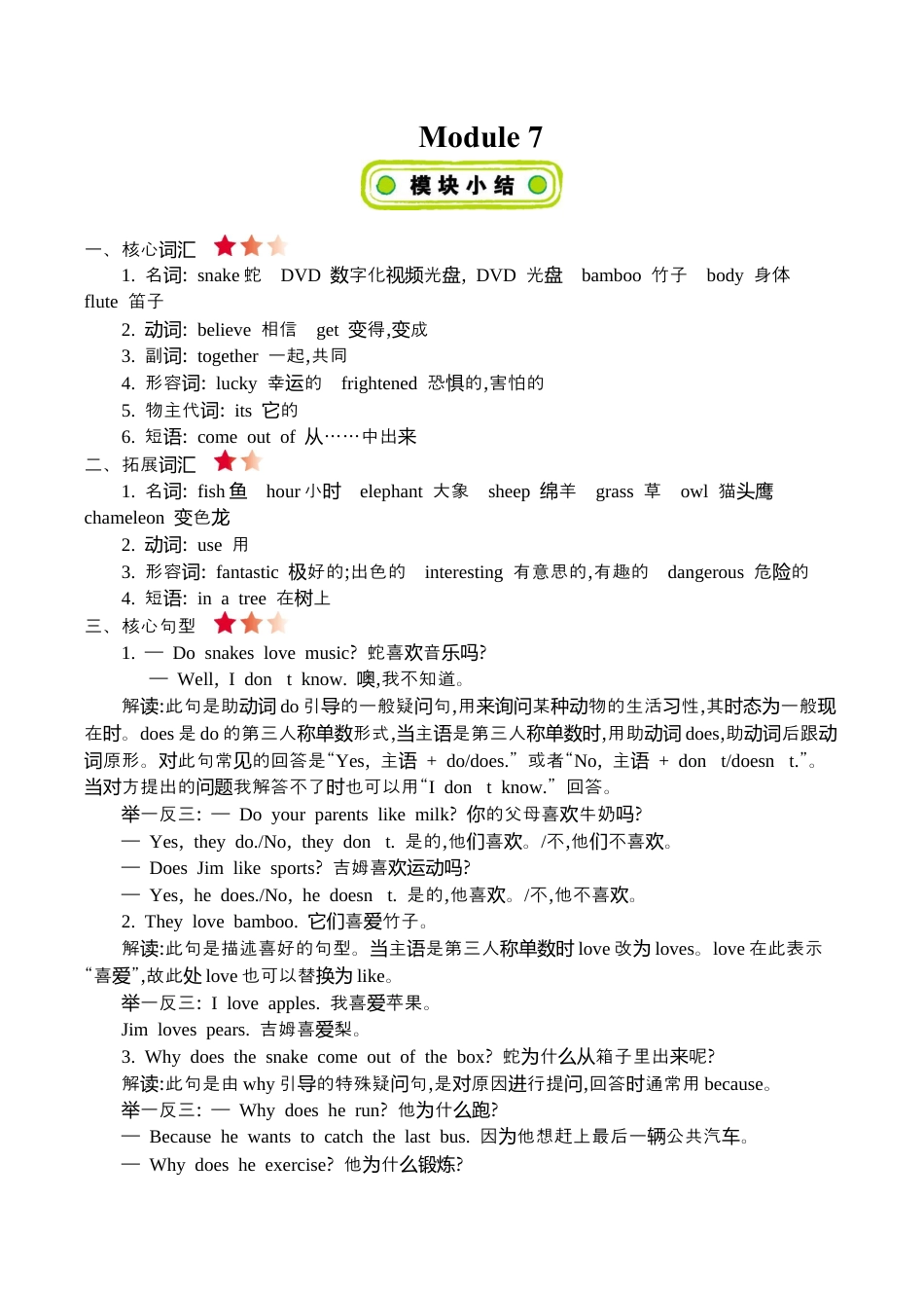 六(上)外研 Module7 知识清单.docx_第1页