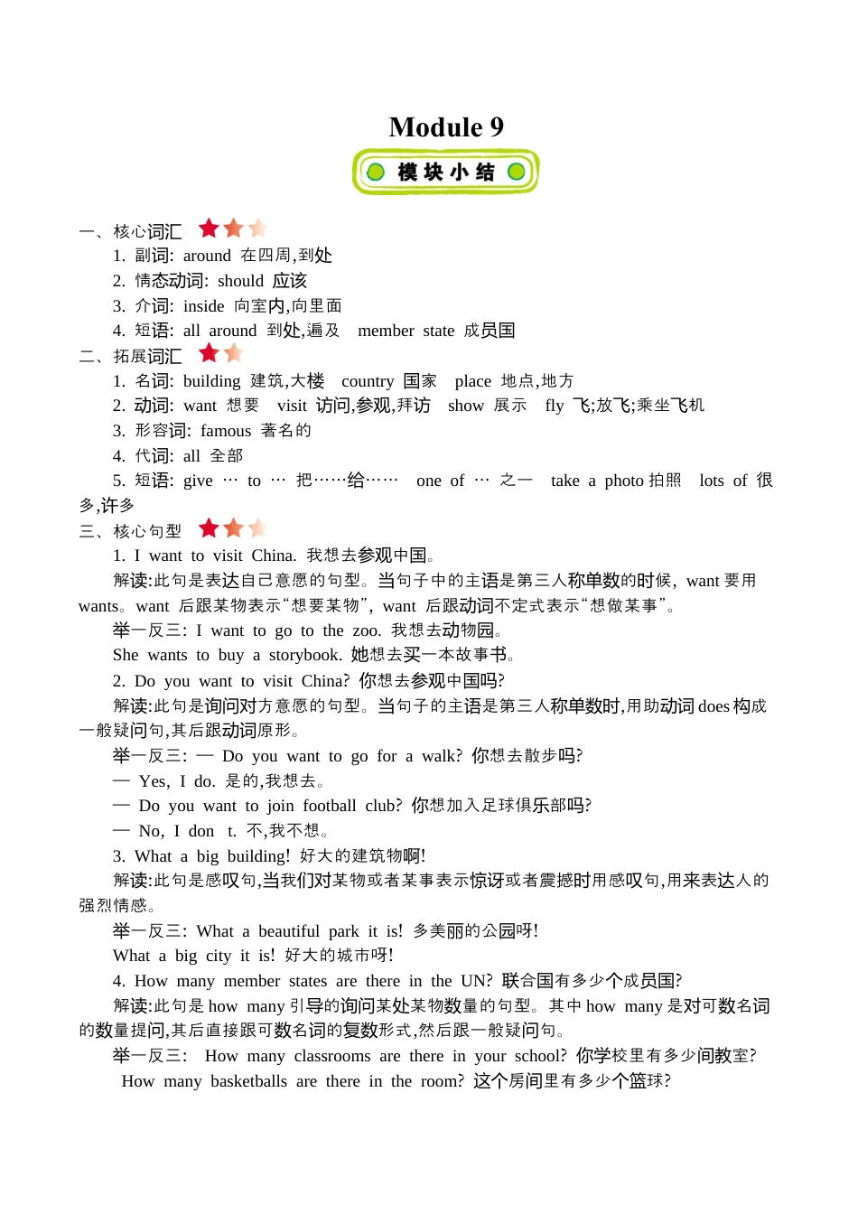 六(上)外研 Module 9 知识清单.docx_第1页