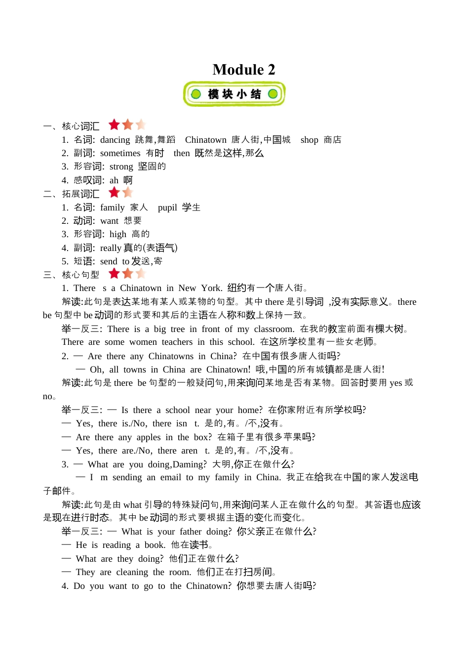 六(上)外研 Module 2 知识清单.docx_第1页