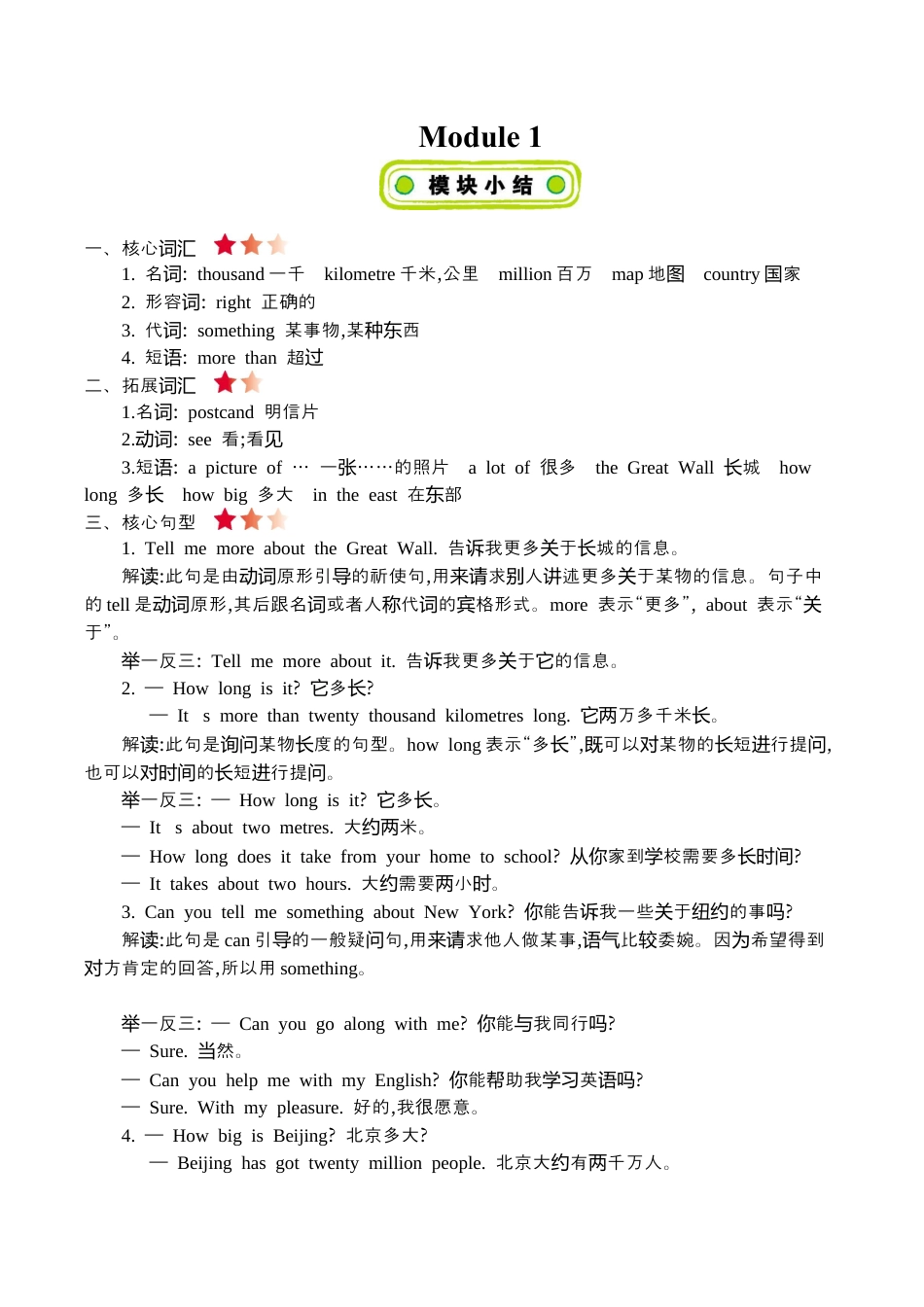 六(上)外研 Module 1 知识清单 (1).docx_第1页