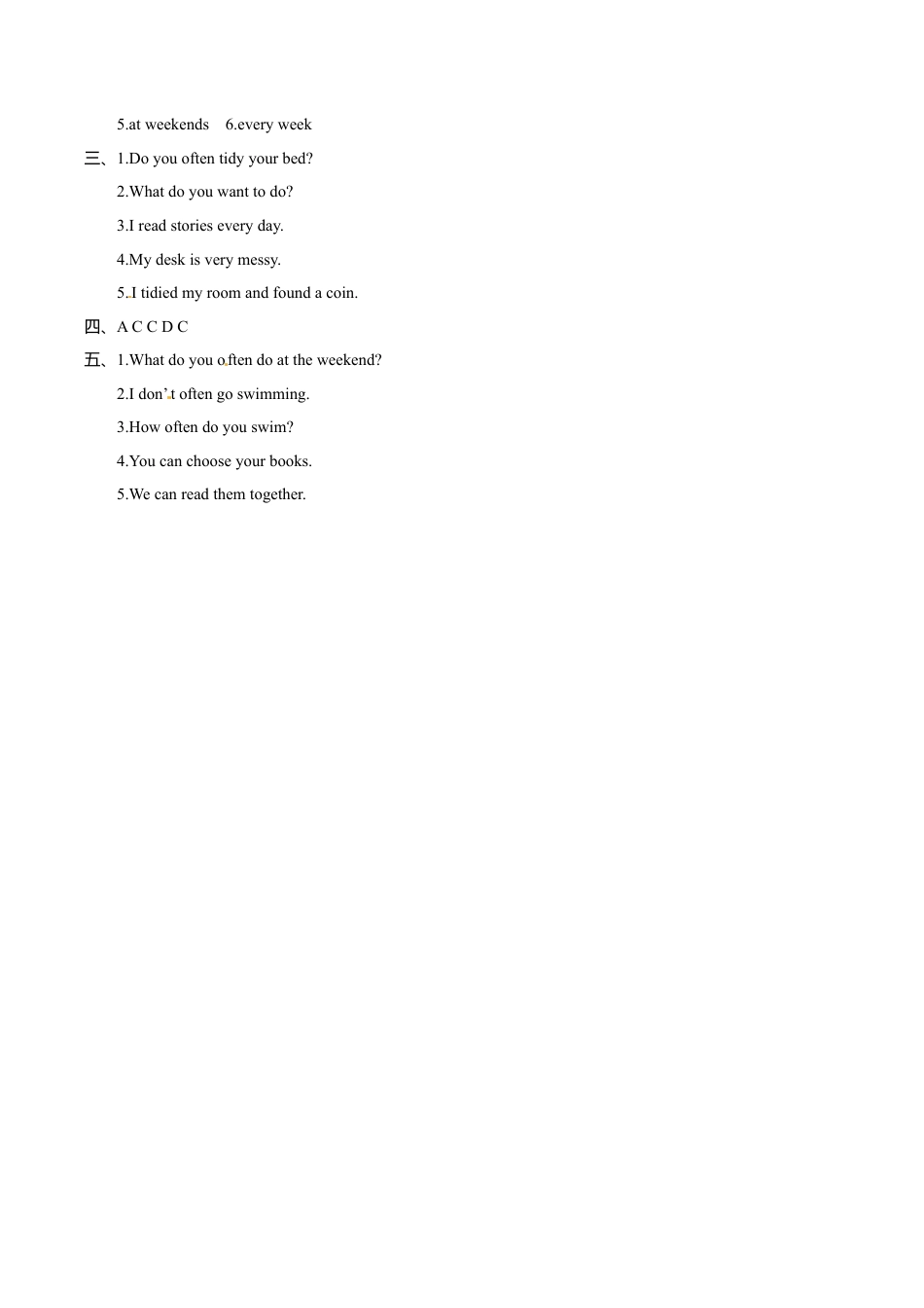 六年级上册英语一课一练-Module 8 Unit 1 Do you often tidy your bed外研一起（word，含答案）.doc_第3页